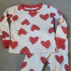Carter's 2T Valentine Hearts Pajamas 2 Piece Set Shirt and Pants Girls Or Boys